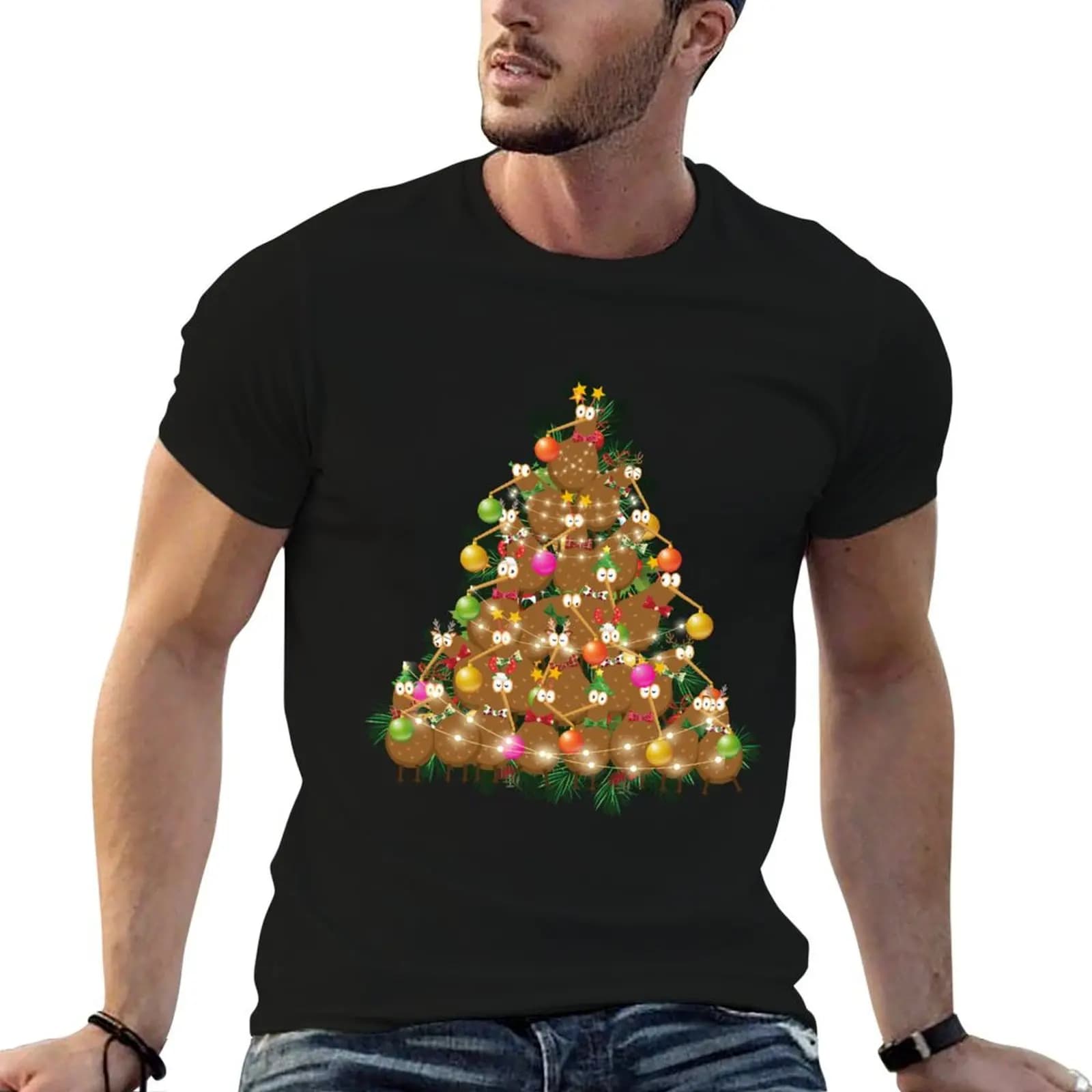 Kiwis in a Christmas Tree T-Shirt Plus Size Street Style Tee
