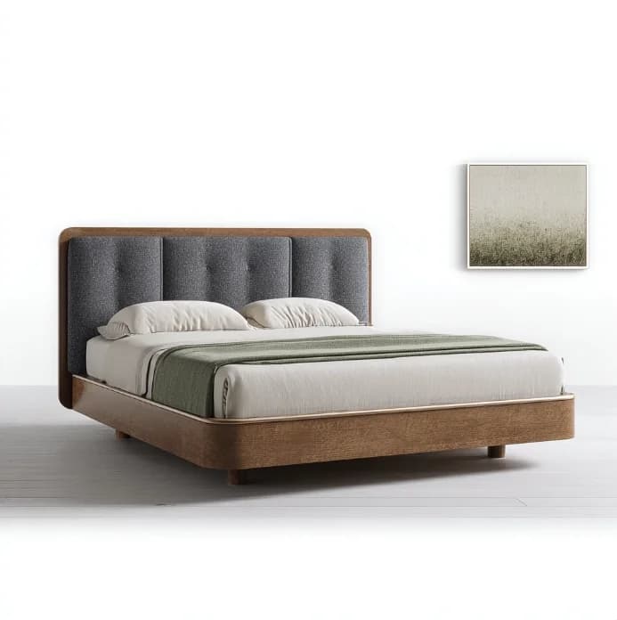 # Solid Wood Modern Adjustable Convertible Soft Board King Size Eco-friendly  Bed Frame