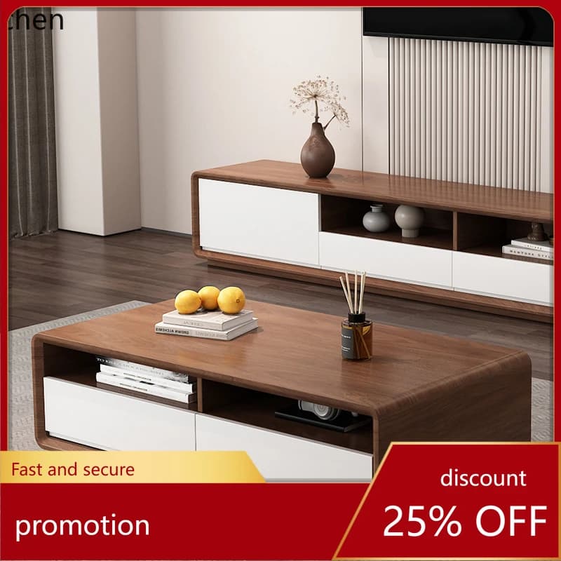 HXL walnut white TV cabinet combination rectangular size apartment light luxury living room home