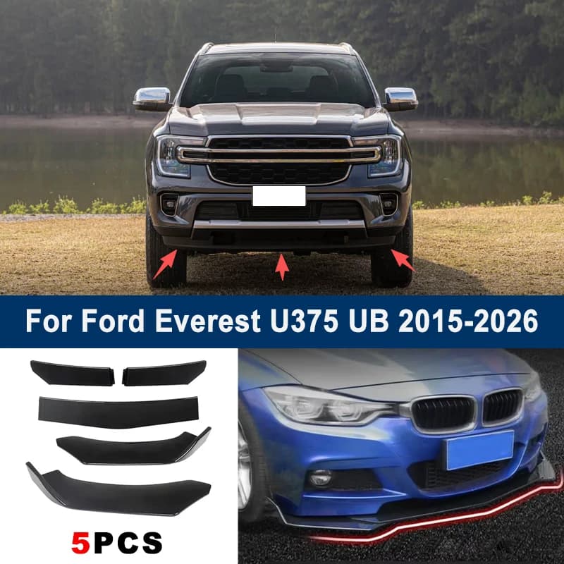 For Ford Everest U375 UB 2015-2026 model, adjustable 5PCS front bumper lip spoiler protection decorative kit, car body kit