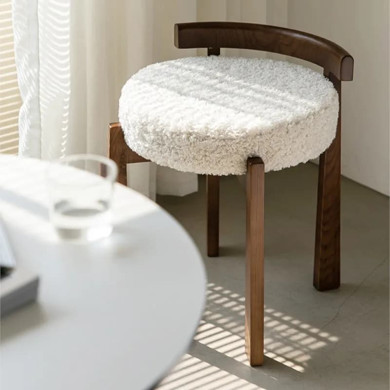 MOMO Chinese Antique Style Solid Wood Vanity Stool Home Backrest Makeup Stool Designer Creative Personality Doorway Shoe Bench