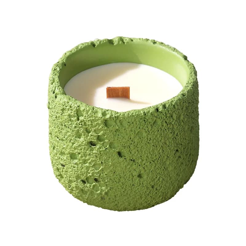 Wood and stone elegant scented candles, home indoor atmosphere aromatherapy