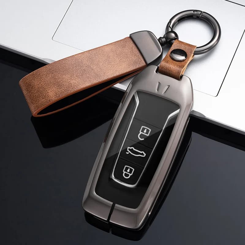Car Metal Key Case Cover for VW Volkswagen Touareg 2019 2020 2021 2022 Shell Fob Ring Keychain Protector