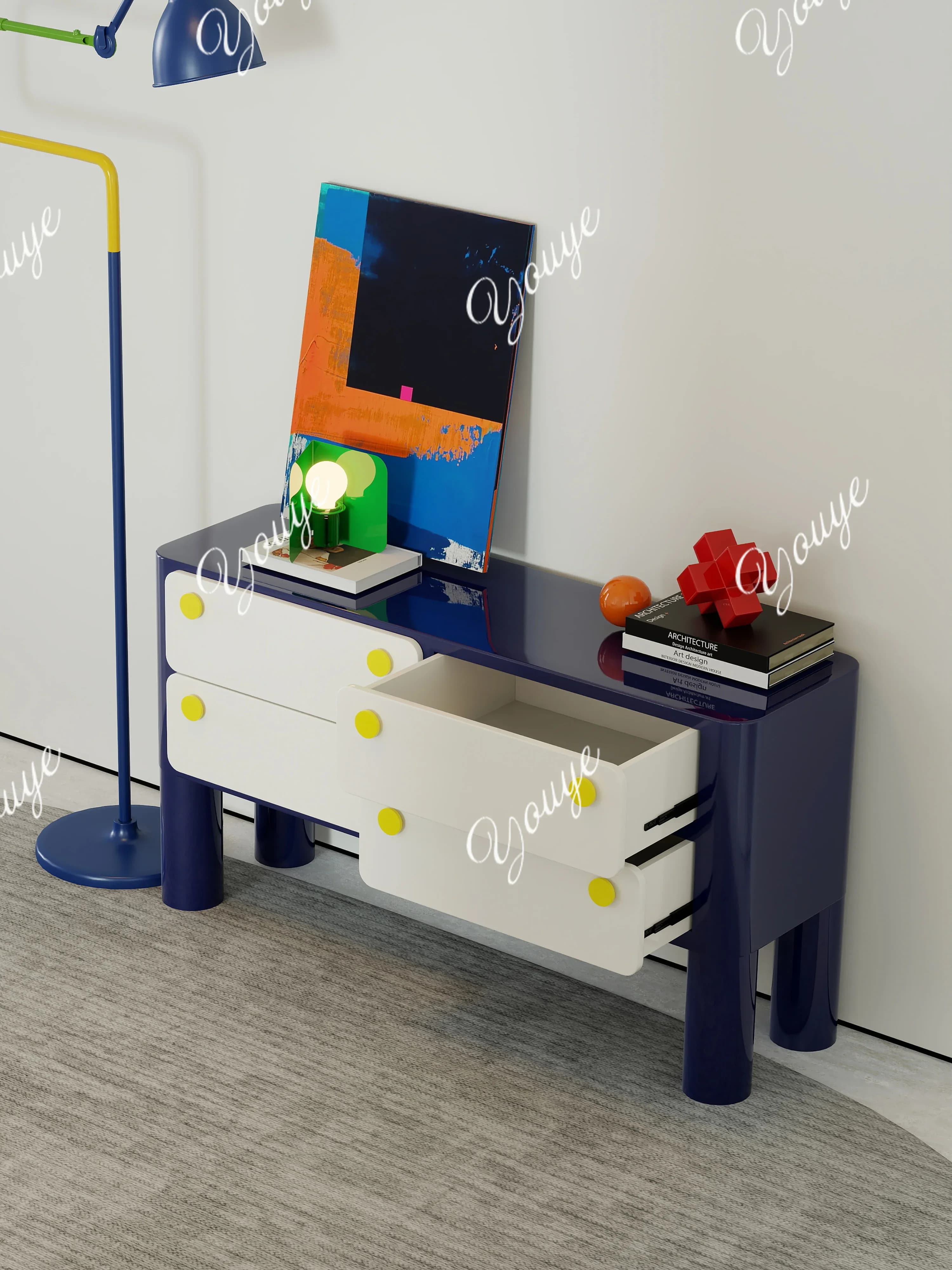 XM Italian Light Luxury Entrance Cabinet Contrast High-end Living Room Designer Art Small Apartment Entrance Hall Cabinet