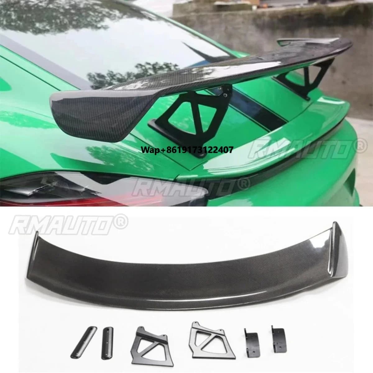 Real Carbon Fiber Car Rear Trunk Spoiler Wing Modification Part For 718 GT4 style Rear Trunk Spoiler Accessories