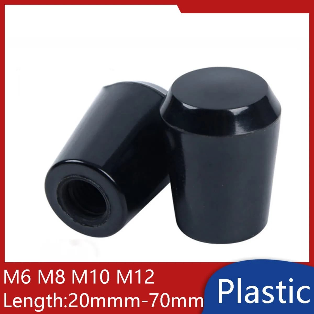 Rod Handle Cap Long-Shank Round Bar End Cover M6 M8 M10 M12 M16 Long Screw Plastic Caps Grip Length 20mm-70mm