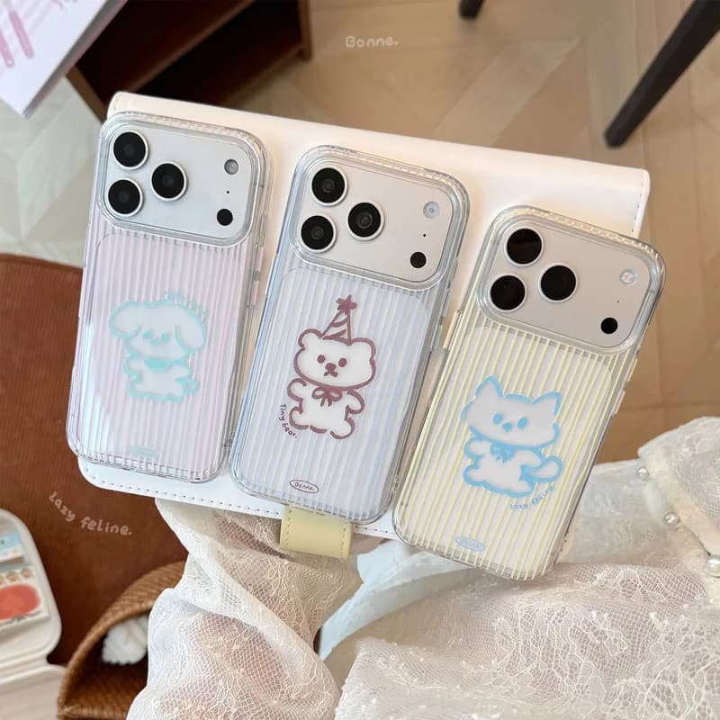 Striped Animal Pattern Phone Case Drip Glue Craft Soft TPU Shockproof Anti-drop Cover for iPhone 17 Pro Max