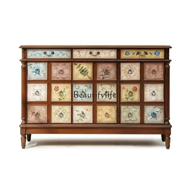 88.American large-capacity storage cabinet European-style entrance cabinet solid wood