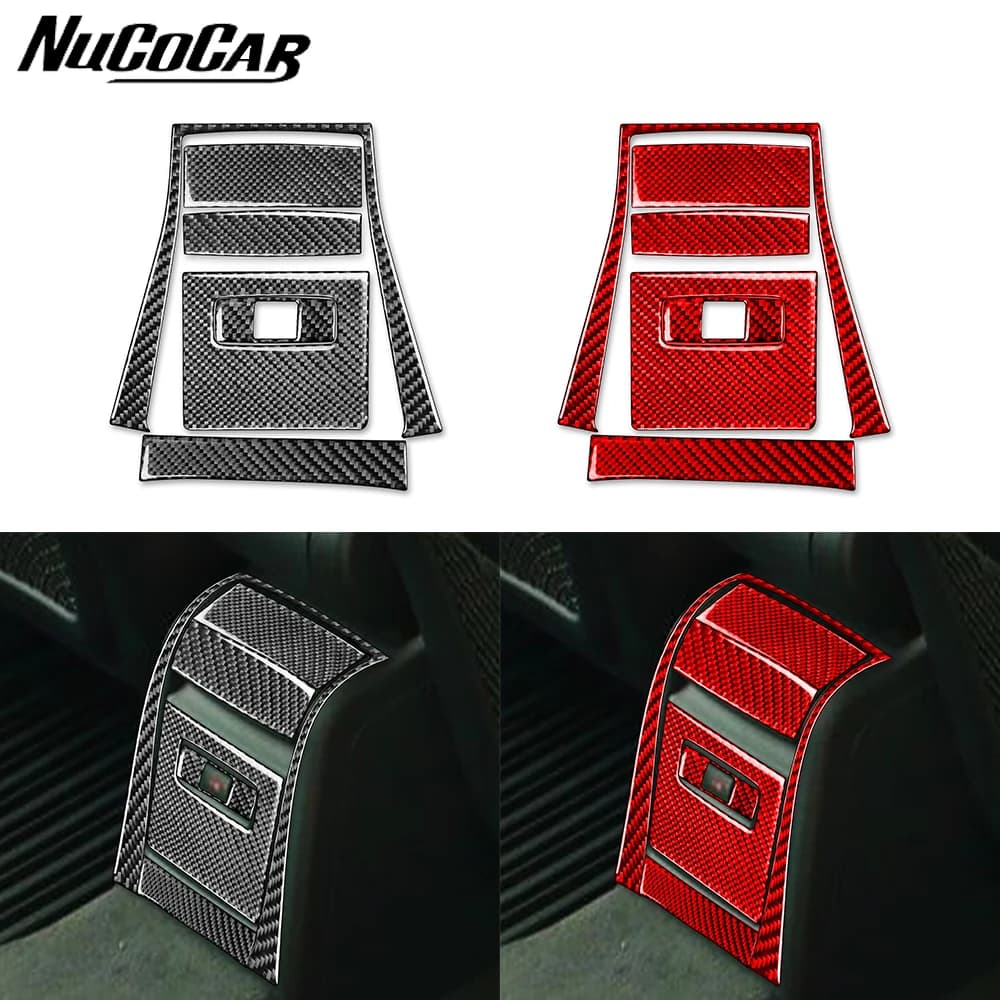 For Audi A3 S3 8P 2006-2013 Carbon Fiber Rear centre storage control Panel Cover Car Accessories Interior Decorative Stickers