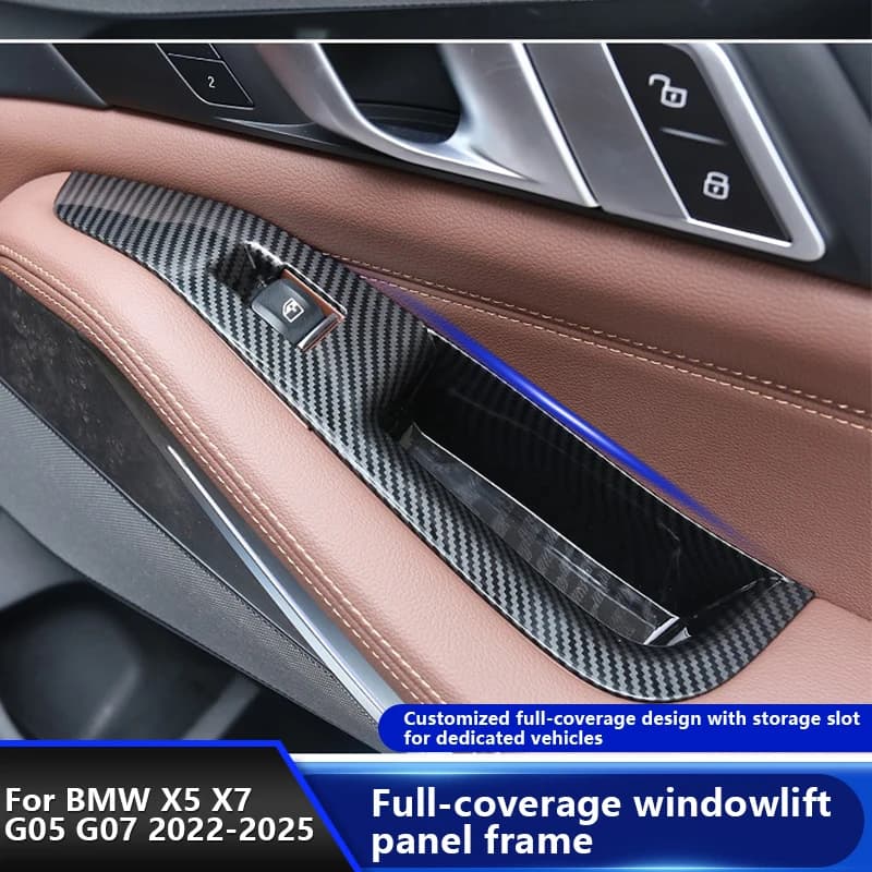 LHD 4 Pcs Carbon Fiber Pattern Auto Inner Window Switch Panel Cover ABS For BMW X5 G05 X7 G07 2019 -2025 Exterior accessories