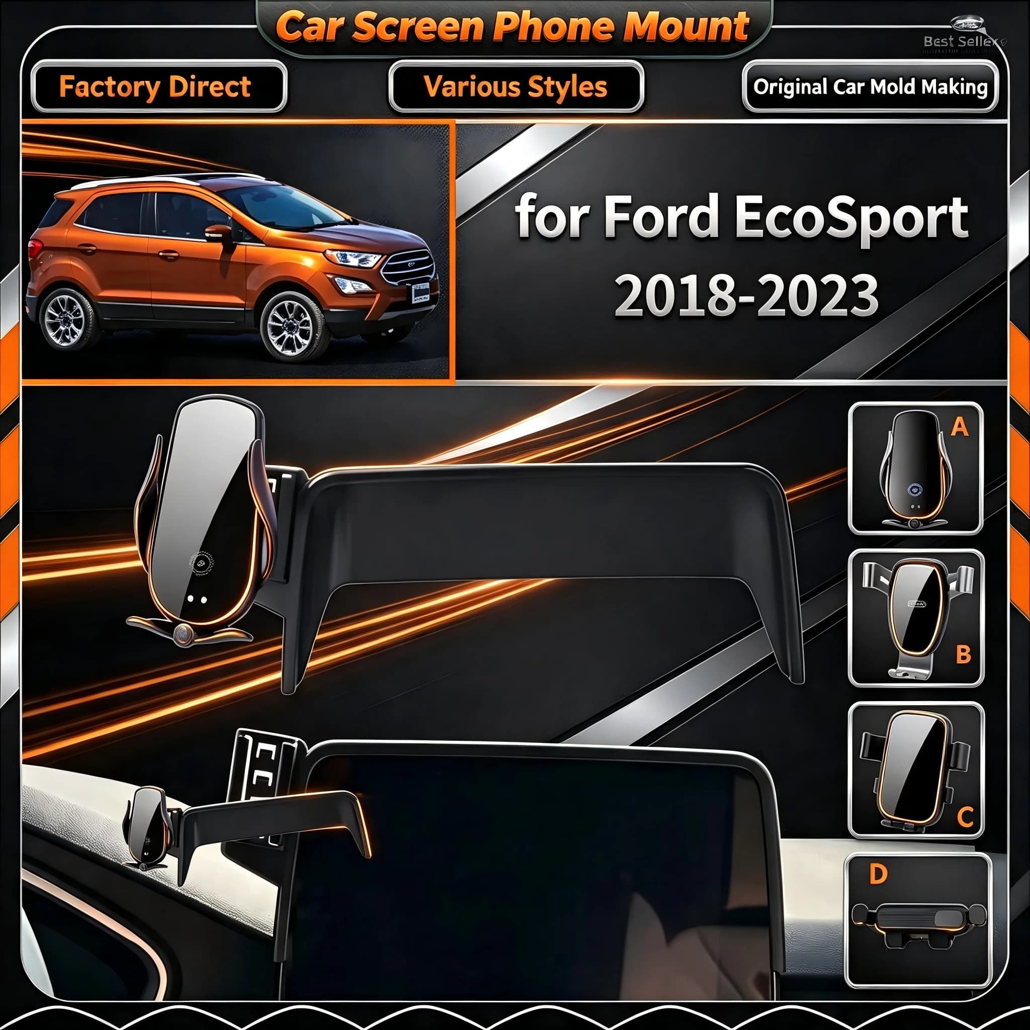 360 Adjustable Car Screen Phone Holder For Ford EcoSport 2018-2023 (8In) GPS Navigation Stand Stable Mobile Bracket