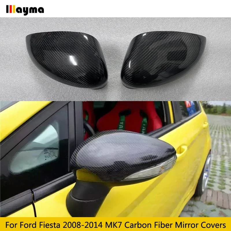 Carbon Fiber Mirror Covers For Ford Fiesta Hatchback Sedan 2008 - 2014 Car Side Rearview Sticker Caps Fiesta ST MK7