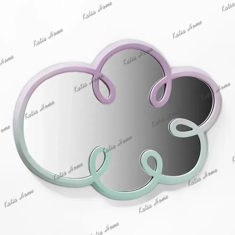 PG Cartoon Dopamine Color Cloud-Shaped Frame Artistic Decorative Mirror Housewarming Gift Wall-Mounted Ornaments Dressing Mirror