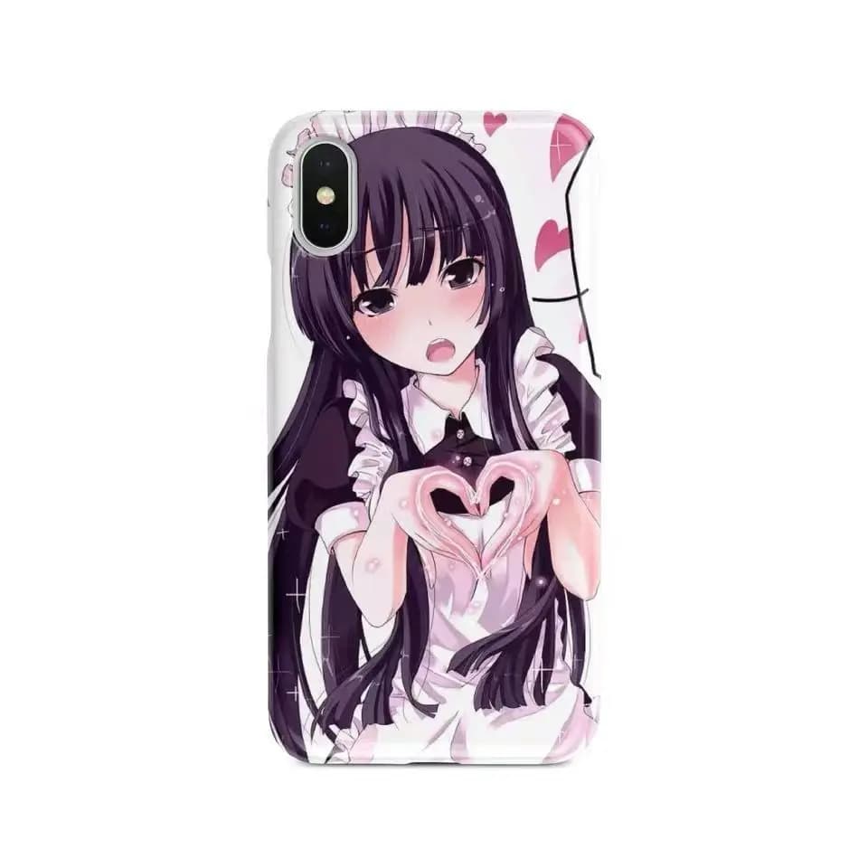 Japan Cute Anime Girl Kawaii Maid Phone Case For iPhone 15 14 13 12 11 Pro XR XS Max 6 7 8 Plus MINI Y2K Creative Cover
