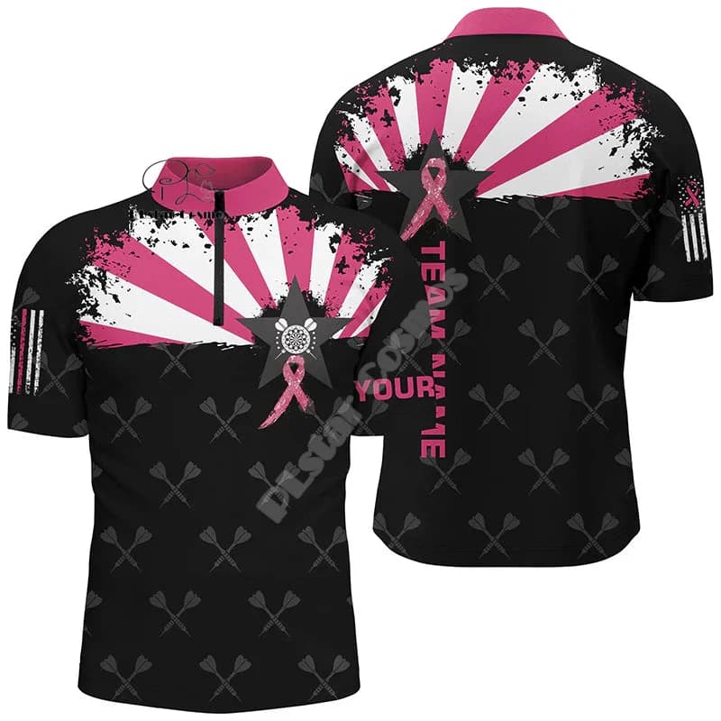 Custom Name Darts Camo Vintage Flame Graffiti Tattoo Retro 3DPrint Harajuku Summer Funny Short Sleeves Zip Polo Shirts Jersey A4