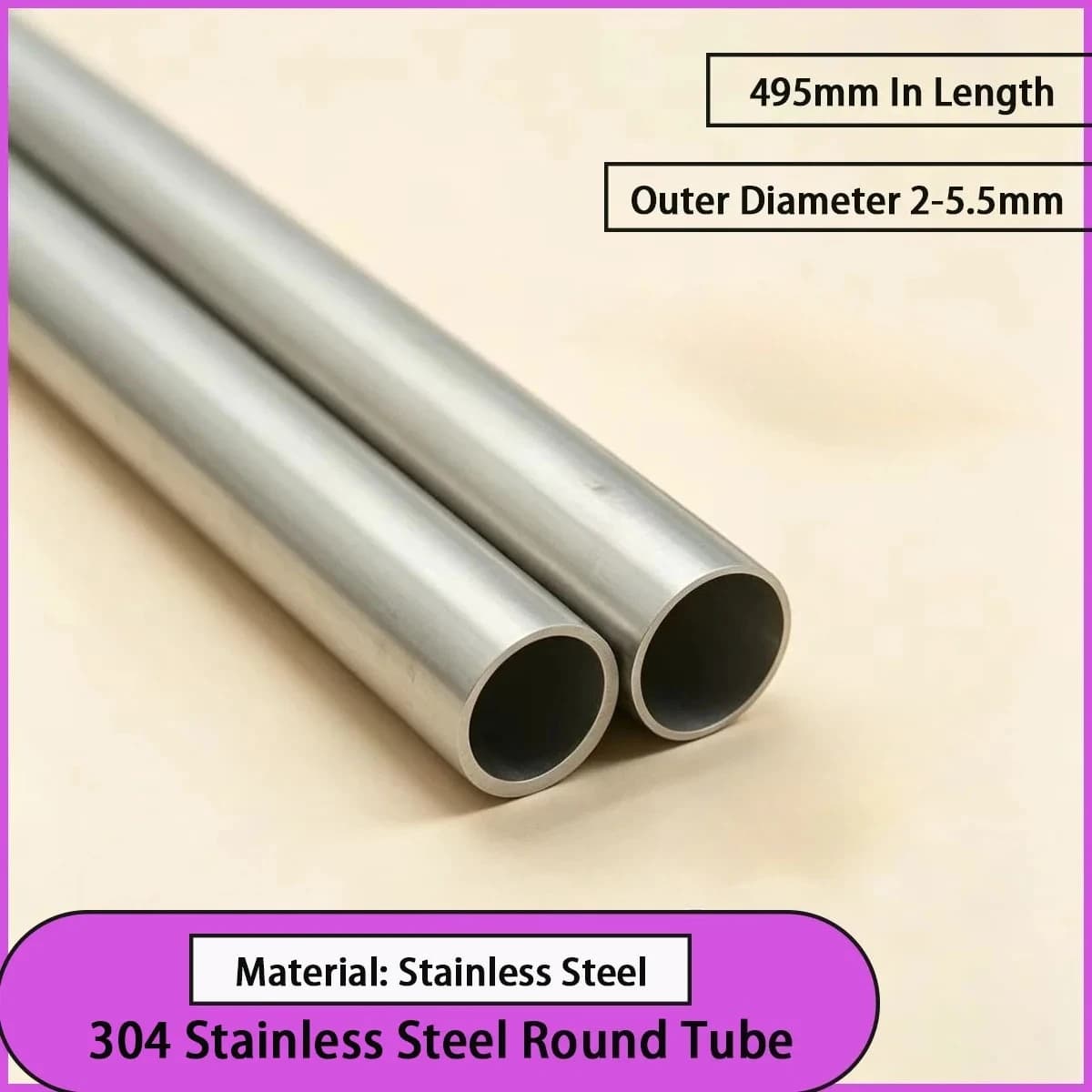 304 stainless steel round pipe with an outer diameter of 2-5.5mm is used for water supply and drainage, industrial pipelines,etc