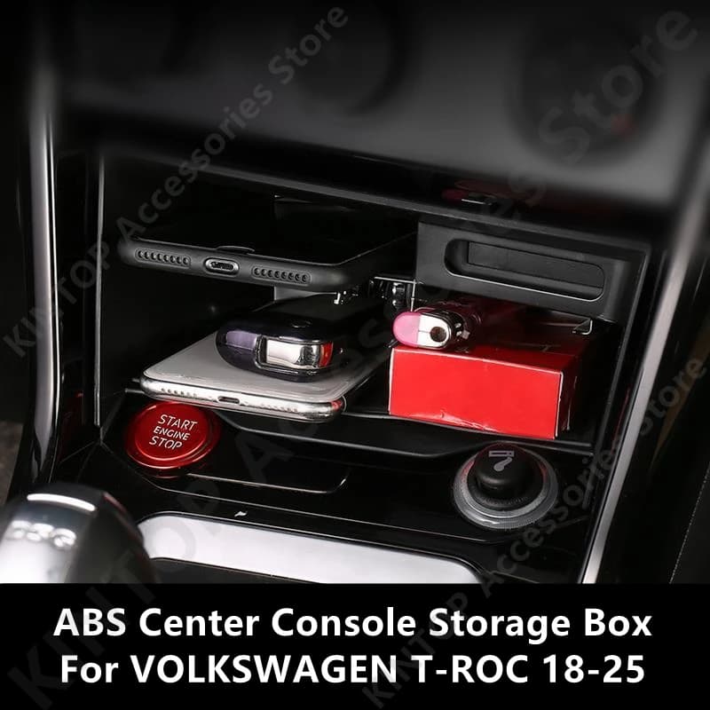 For VOLKSWAGEN T-ROC 18-25 ABS Center Console Storage Box,Car Interior Decoration Modification Protection Accessories Refit