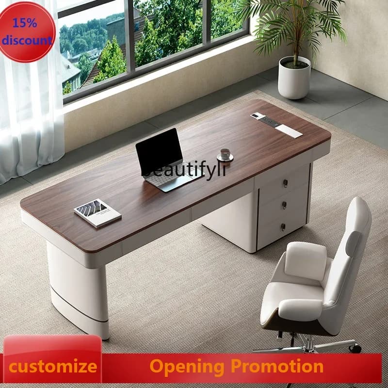 ss8350 Solid wood desk light luxury modern desk Nordic simple retro writing computer desk
