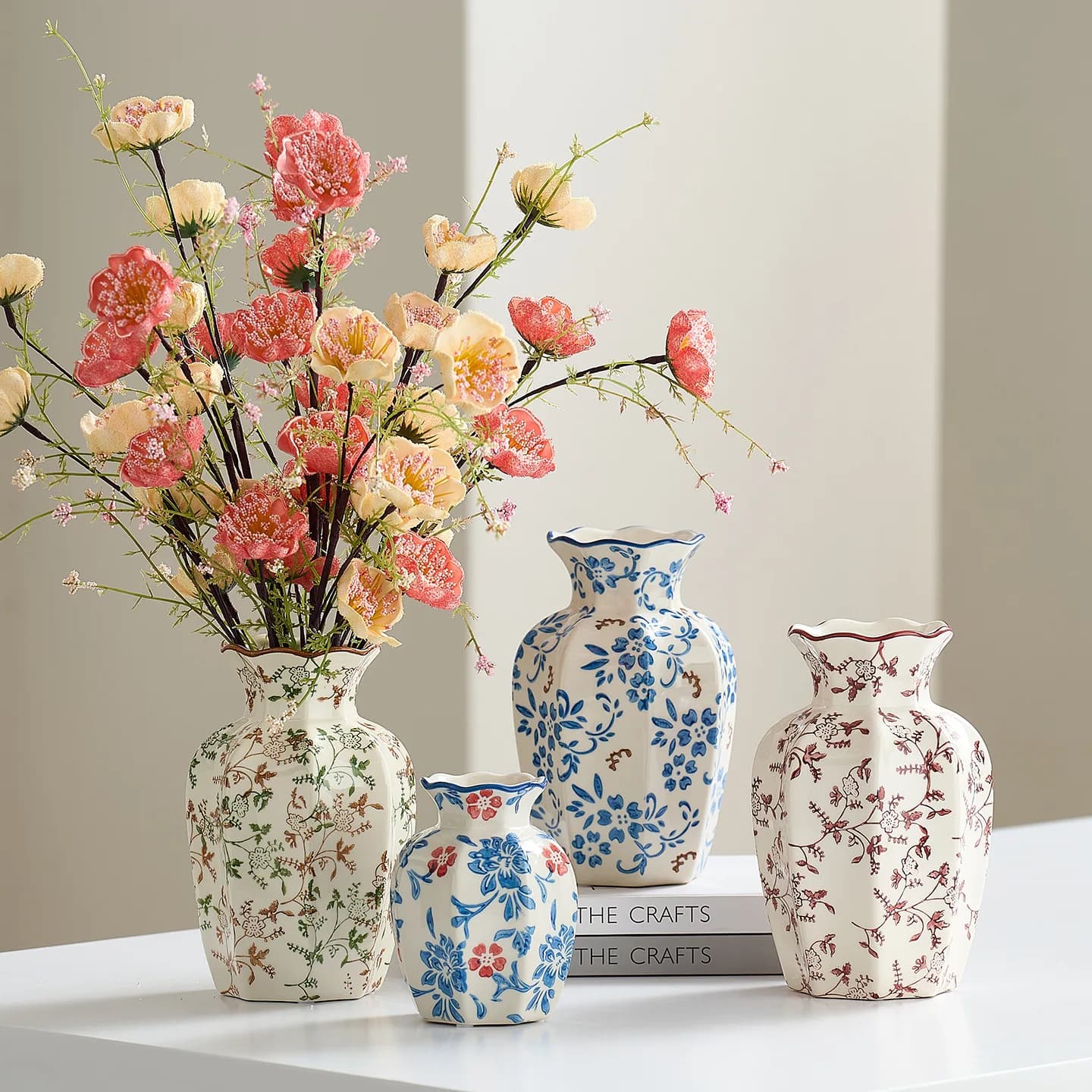 Blue and White Porcelain Vintage Vase, Flower Vase, Ceramic Water Nourishing Flower, Living Room Decoration, Ornaments