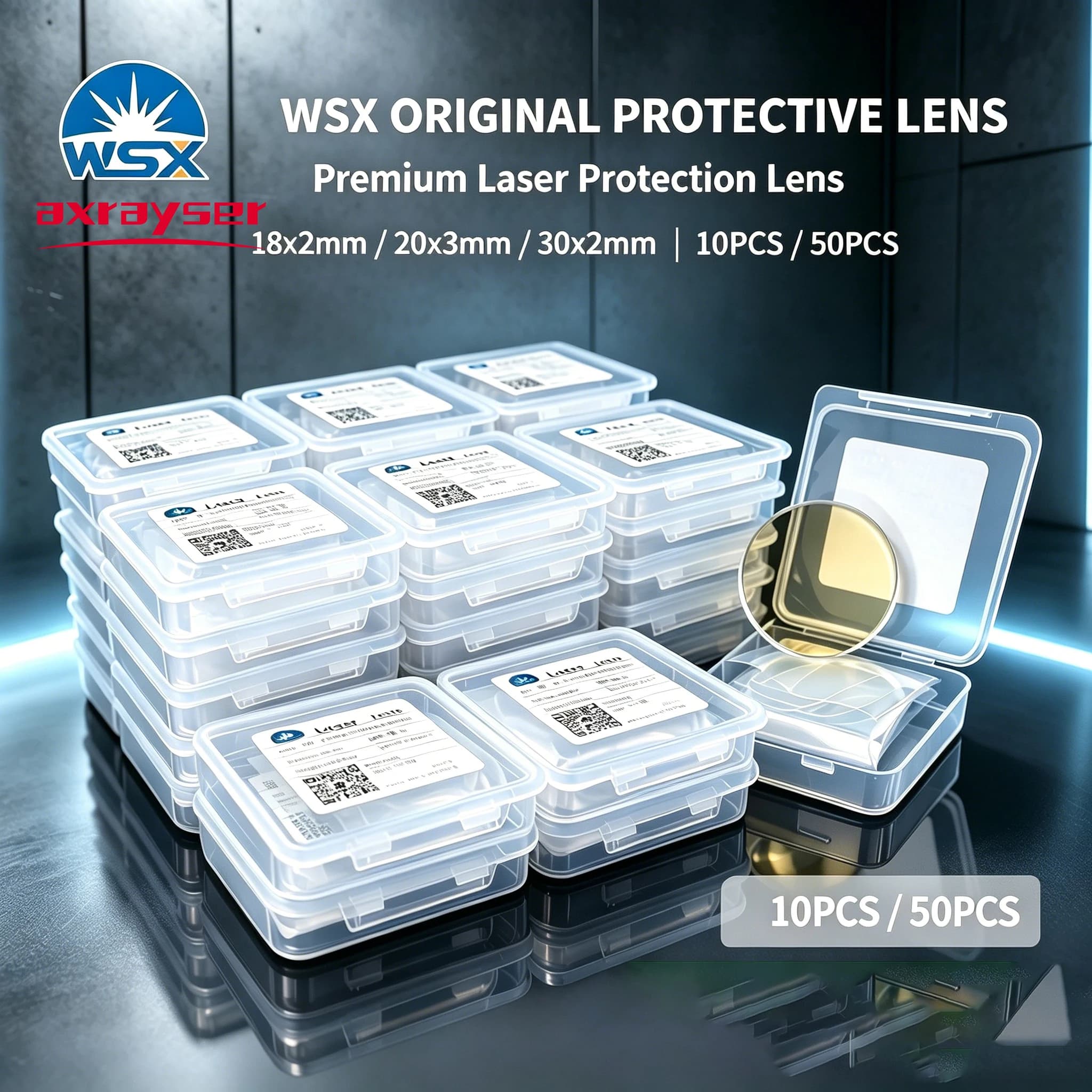 WSX Original Laser Protective Lens 18x2 30x2 32x2 Protection Windows For Fiber WSX Laser Cutting Machine 10PCS/50PCS