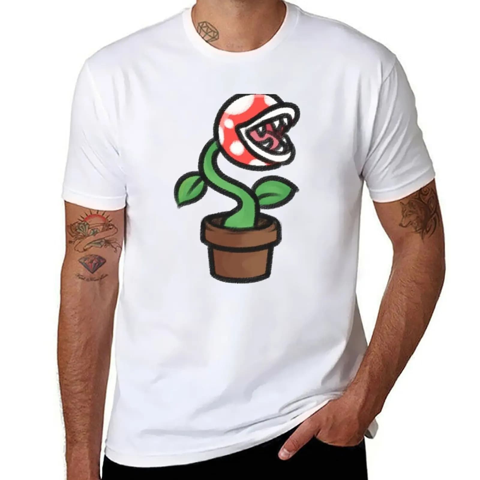 Sketchy Piranha Plant T-Shirt man t shirts graphic man t shirt summer T-Shirt