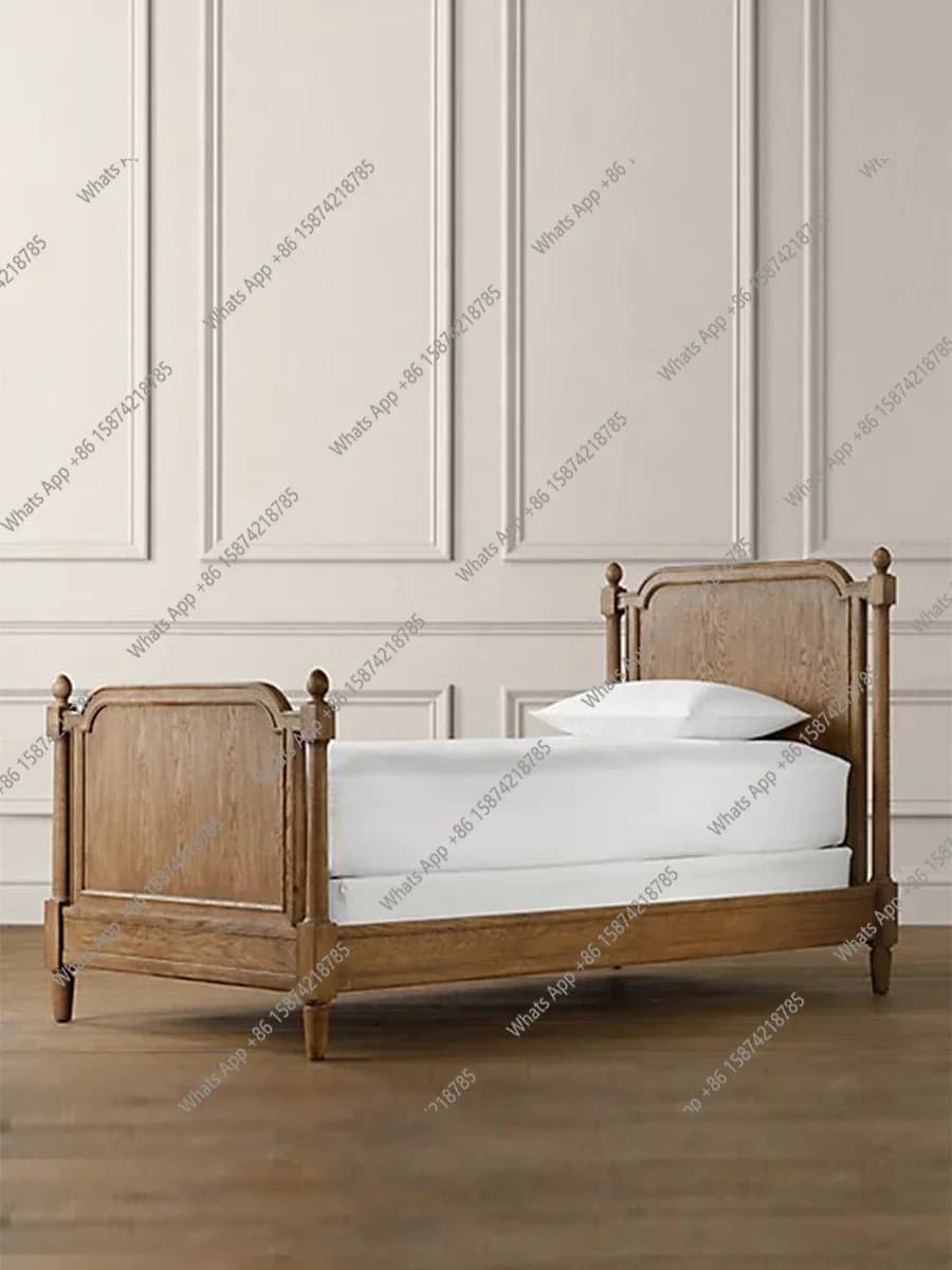 N49 J American Solid Wood Children's Bed Single 1.2m Vintage Modern Simple Oak Bed Boys Girls 1m Customized