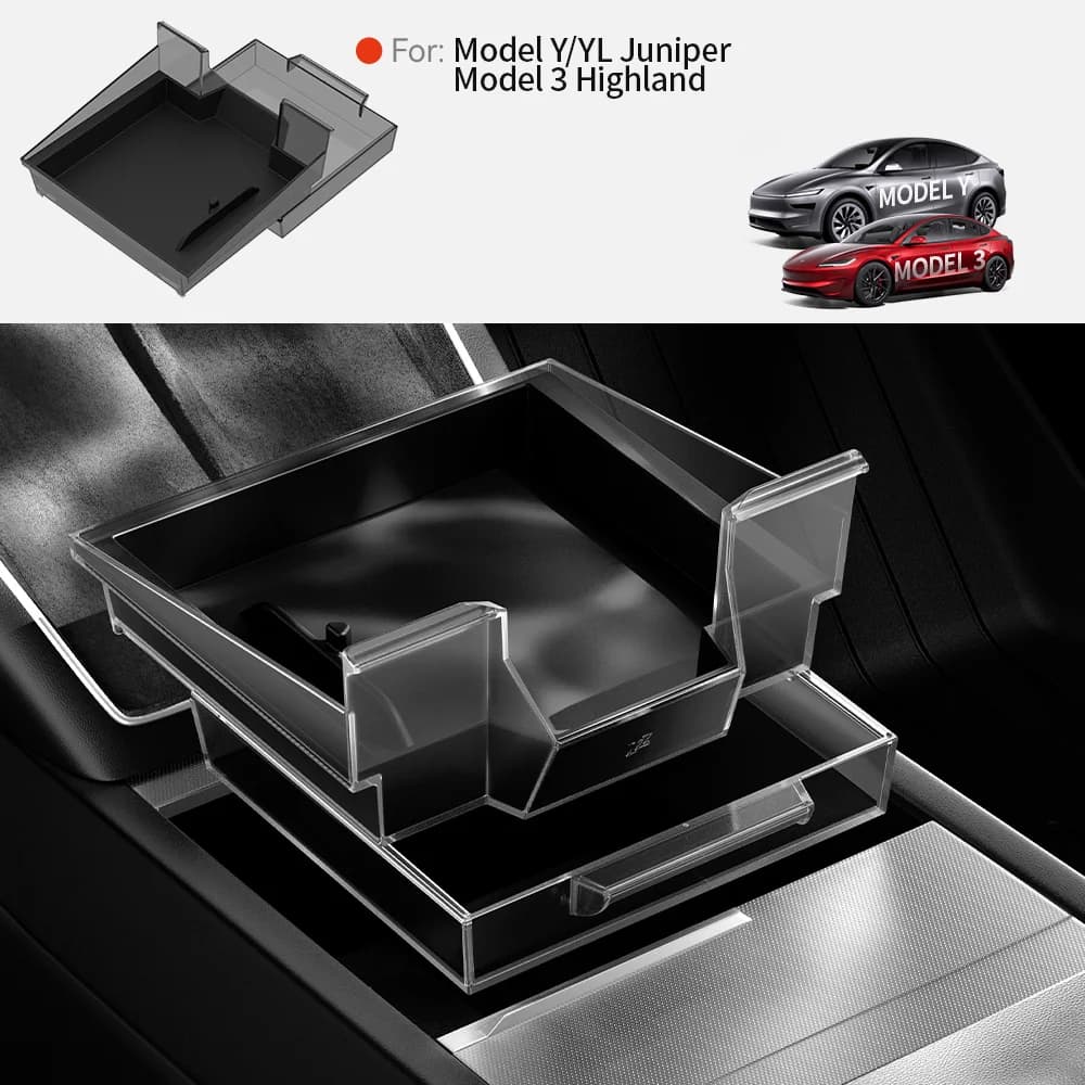 For Tesla Model 3 Y YL Center Console Armrest Box Storage TPE Upper Lower Silicone Anti-Slip Car Interior Organizer Accessory
