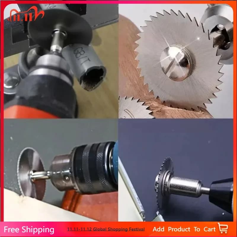 7Pcs High Speed Steel Metal Cutting Discs Rotary Blade Wheel Mandrel for Wood Cutting Dremel Cutter Tool 3.175mm Shank