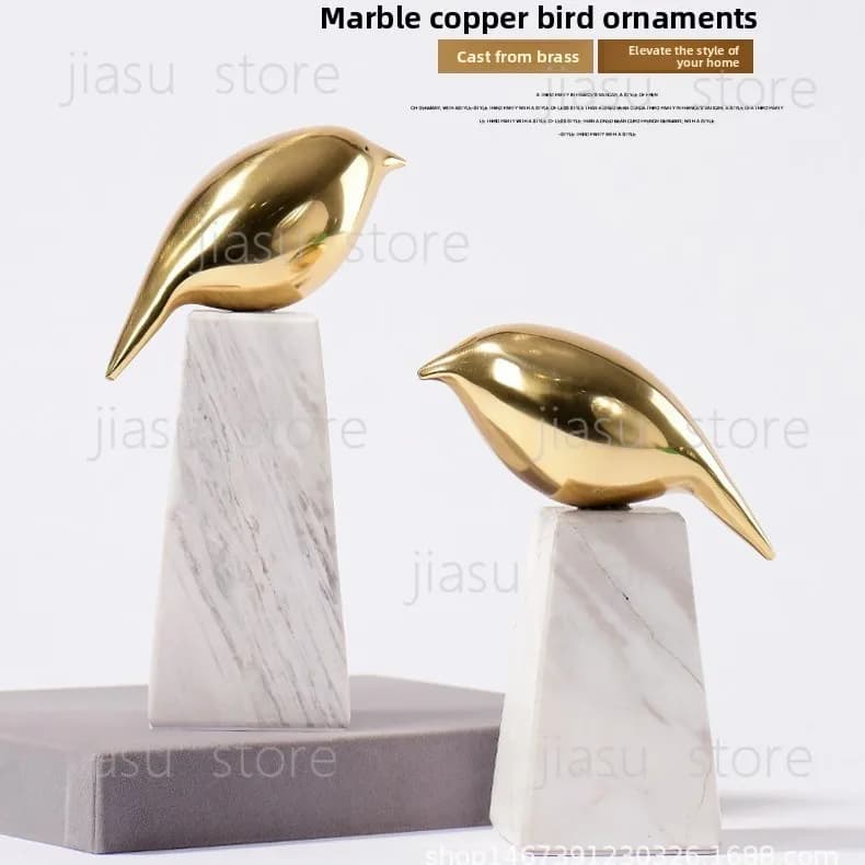 Nordic Simple Marble Metal Bird Decoration, Premium Home Art Ornament for Hotel Sample Room Layout