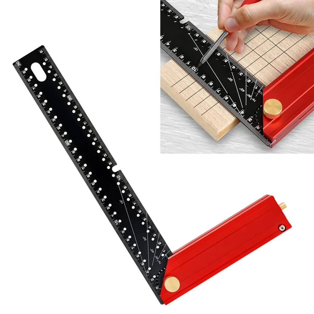 tools Ruler Woodworking Aluminum Alloy Foldable Square Ruler 90 Degree Measuring Tool with Hanging Hole and Anti Slip Feature