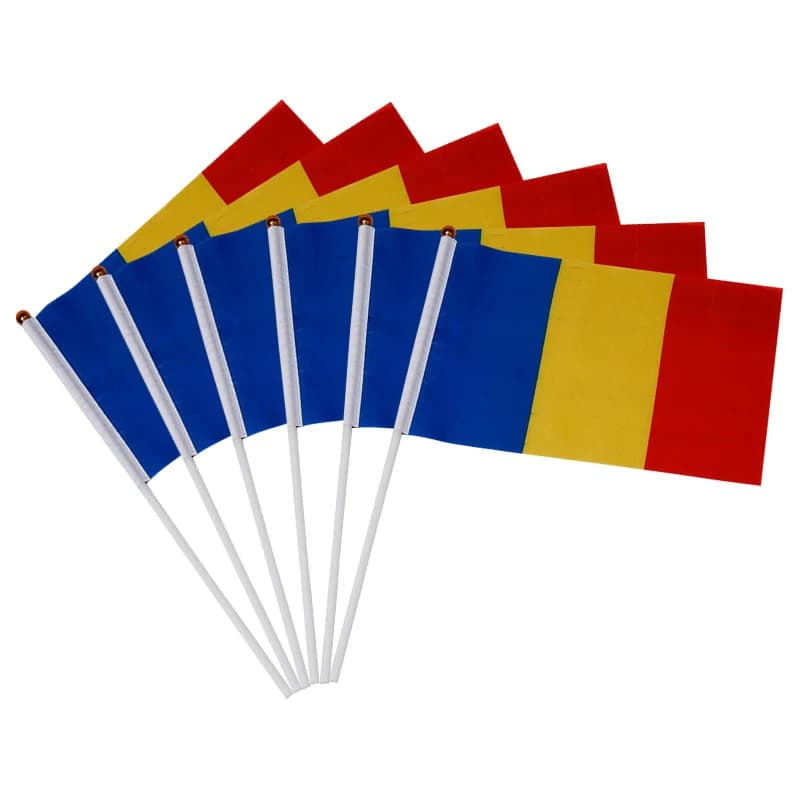 100pcs Romania Hand Flag National Romania Hand Flag 14*21cm Polyester Banner Custom Hand Flag