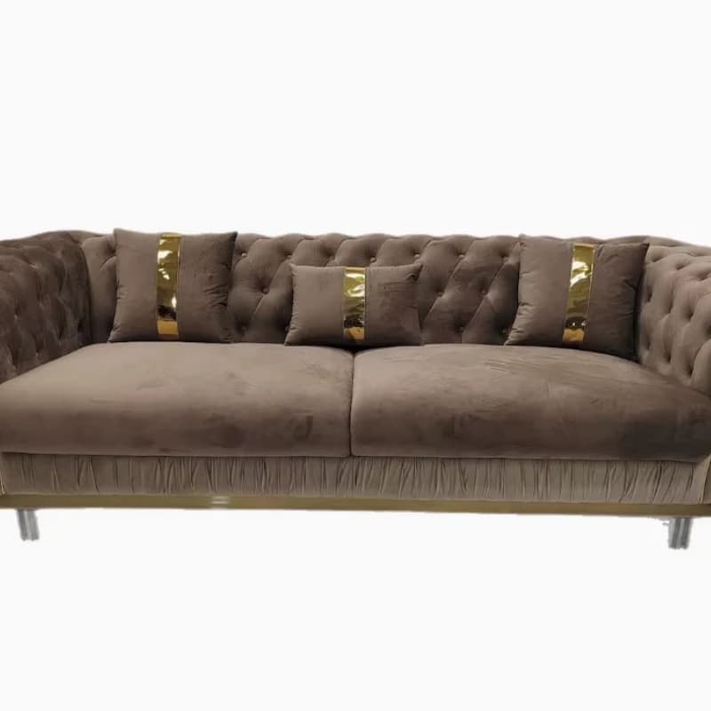 Modern Home Furniture Fabric Sofa Set Gold Metal Stainless Steel Frame Design Combination Sofa Set