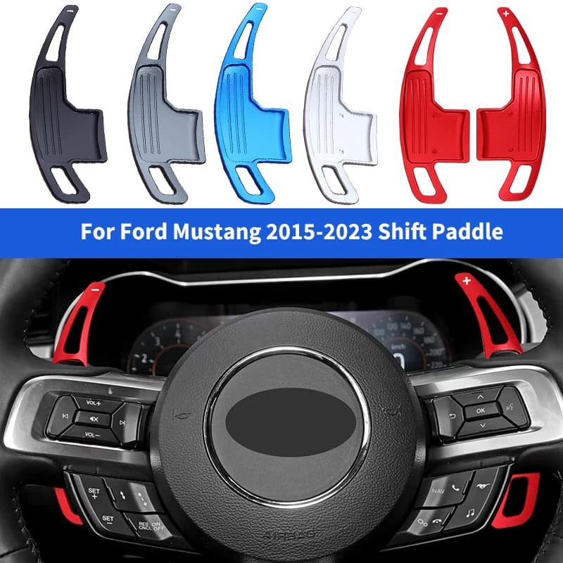 For Ford Mustang 2015-2023 Aluminum Alloy Paddle Shift Car Steering Wheel DSG Paddles Shifter Extension Sticker Interior Trim