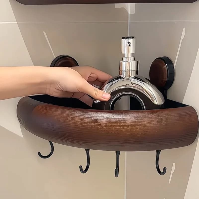 Triangular shelf Household antique suction cup No punching drain rack Bathroom drain high value storage rack
