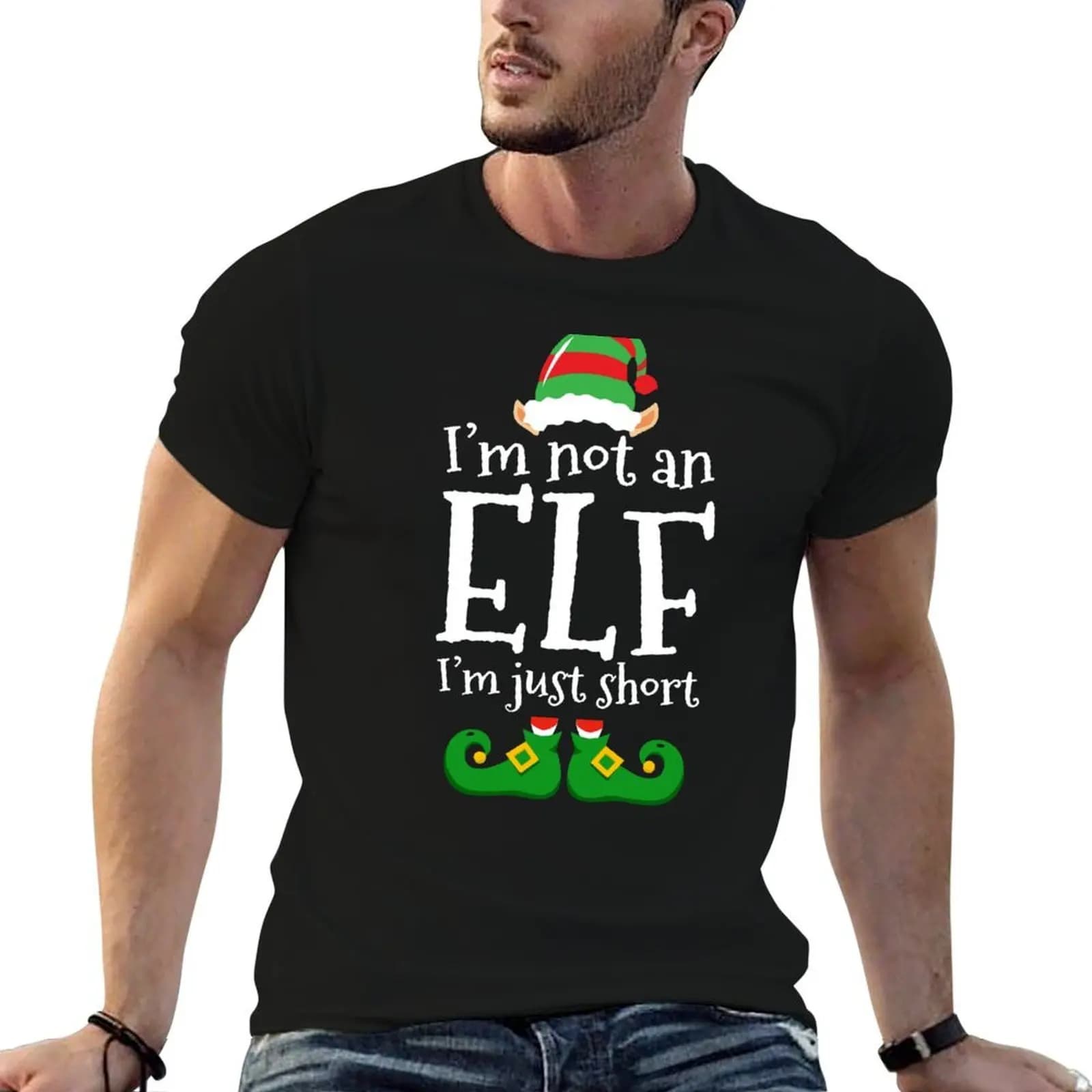 I'm Not An Elf I Am Just Short Christmas Elf Funny Costume T-Shirt vintage anime shirt shirts graphic mens fashion