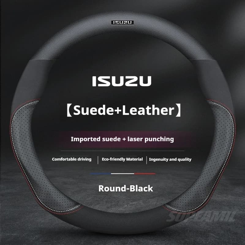 For ISUZU D-MAX V-CROSS Mu-X TAGA T17 T30 Microfiber Leather Suede Anti-slip Breathable Car Steering Wheel Cover Accessories
