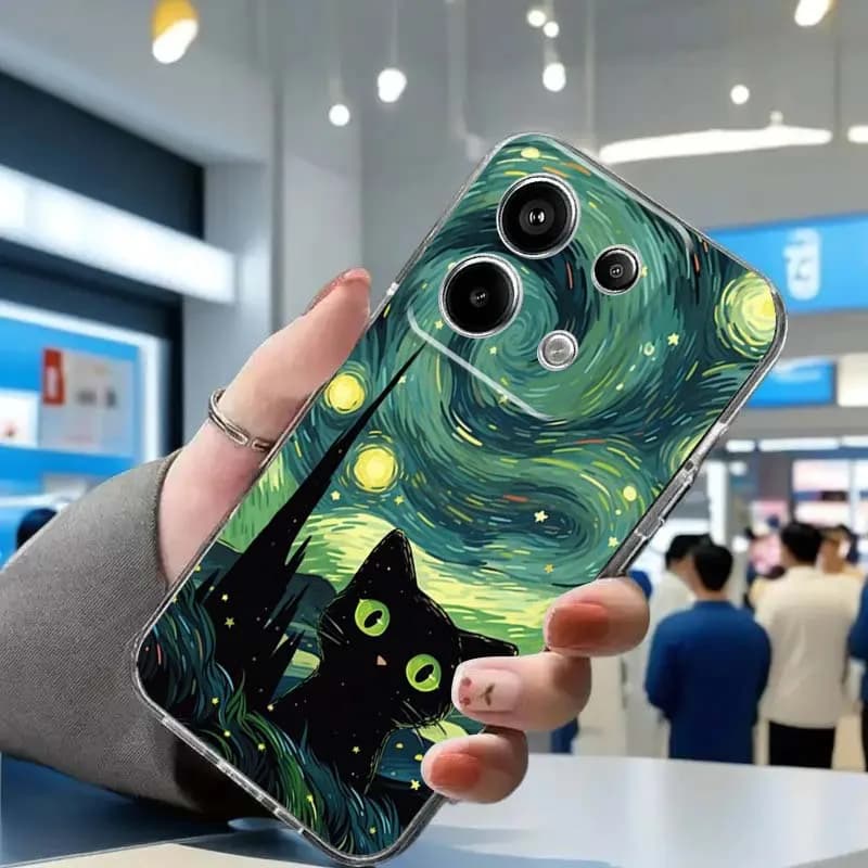 Cat Pattern Design Anime For Xiaomi Redmi Note 15 14 13 12 11E 9 9T 8 8T Pro Plus Turbo 5G Fashion TPU Transparent Phone Case