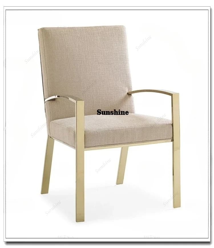 M-American minimalist stainless steel armrest dining chair