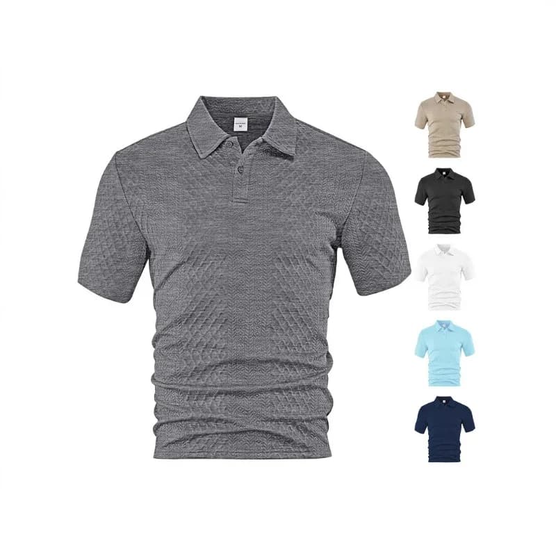 Men Clothing Summer Golf Shirt Mens Shirts Thin Loose Breathable Polo Shirt Jacquard Short Sleeve T-Shirt Casual Solid Top