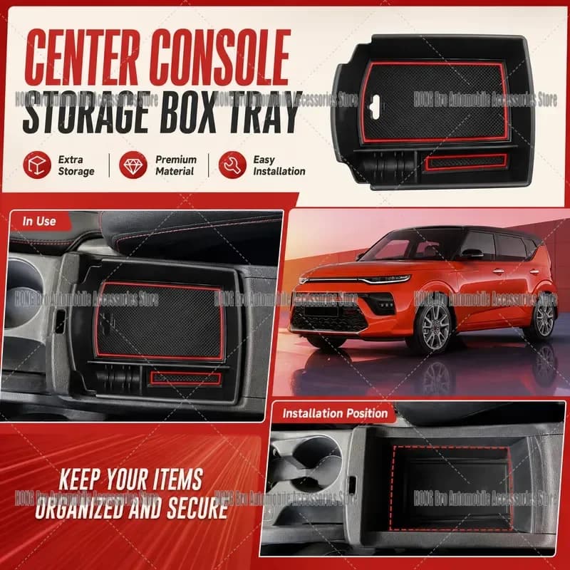 For Kia Soul EV Booster e-Soul 2020-2022 Armrest Storage Box Center Console Organizer Tray Interior Accessories Container
