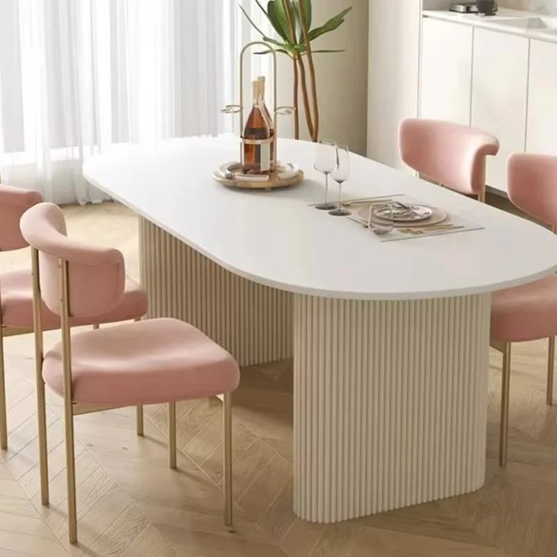 European White Dining Table Living Room Unique Design Side Kitchen Dining Table Coffee Round Mesas De Comedor Home Furniture