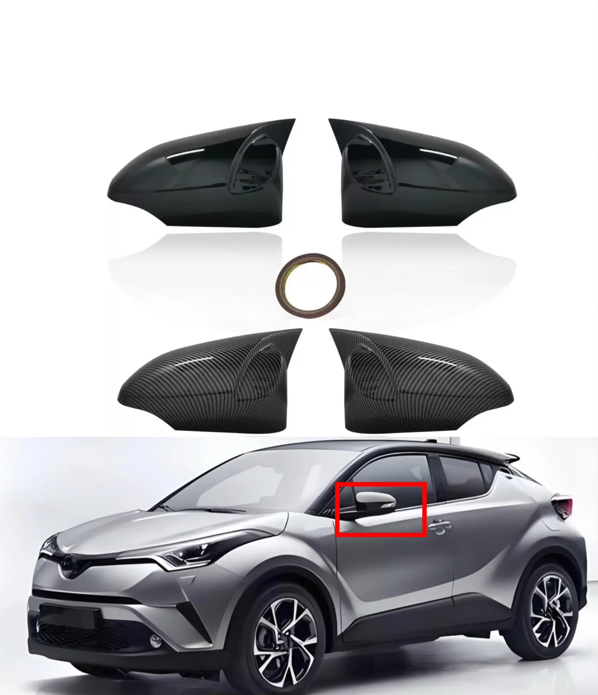 Rearview Mirror Cover Fit for Toyota CH R C-HR 2017-2023 Car Side Mirror Exterior Door Rear View Case Trim Sticker Carbon Fiber