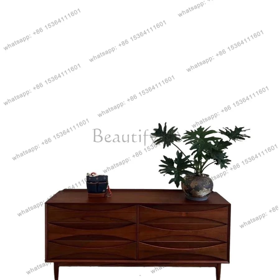 Solid wood retro North American walnut storage bedroom six buckets locker simple living room drawer