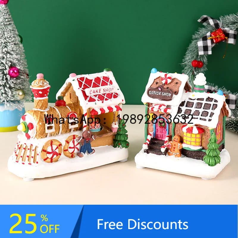 CZ Christmas Decorations Gift Creative Ornaments Electric Music Glowing Snow House