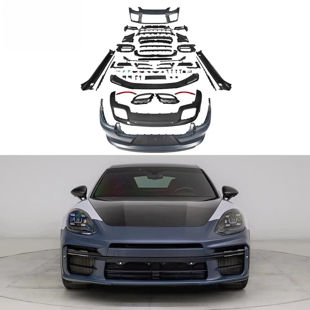 High Quality PP Black 976 Turbo Style Body Kit Assembly (Front Bumper+Side Skirts+Rear Bumper) for Panamera 971 2017-2023