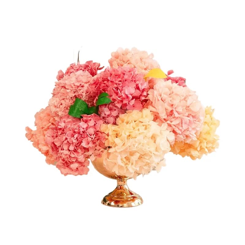 Eternal flower real hydrangea flower golden French vase, housewarming high-end home dining table decoration ornament