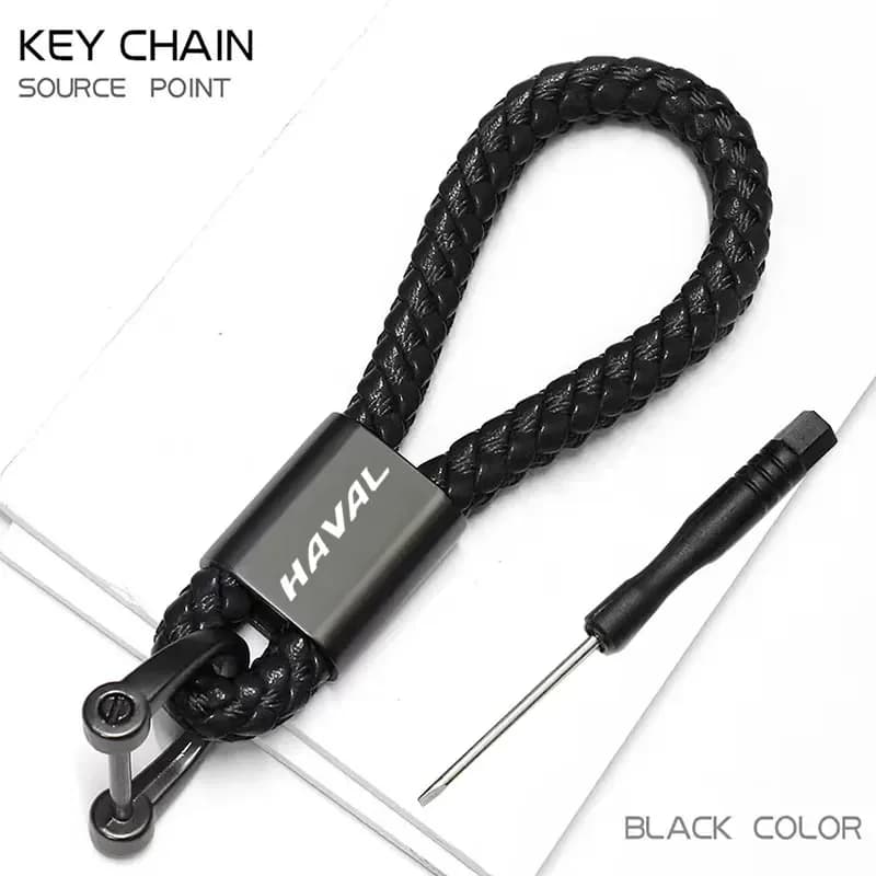 Metal Alloy Woven Leather Strap Auto Emblem Key Chain Vehicle Key Ring Keyfob Pendant Holder For Haval Jolion F7 F7X H2 H5 H6