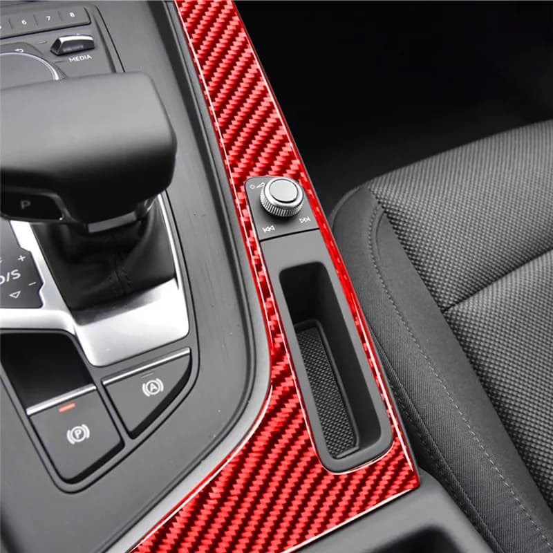 For Audi A4 B9 2017-2019 Carbon Fiber Interior Gear Shift Side Panel Cover Trim Rear Air Outlet Vent Frame Door Armrest Sticker