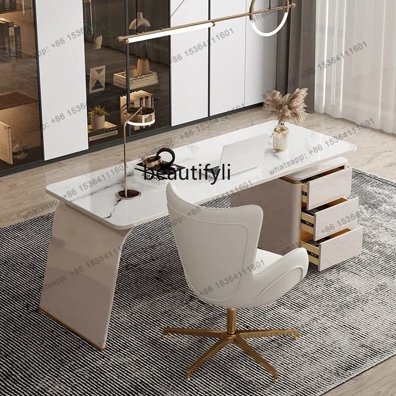 Light Luxury Stone Plate Desk Modern Minimalist Office Computer Desk Home Study and Bedroom Student Writing Marble furniture