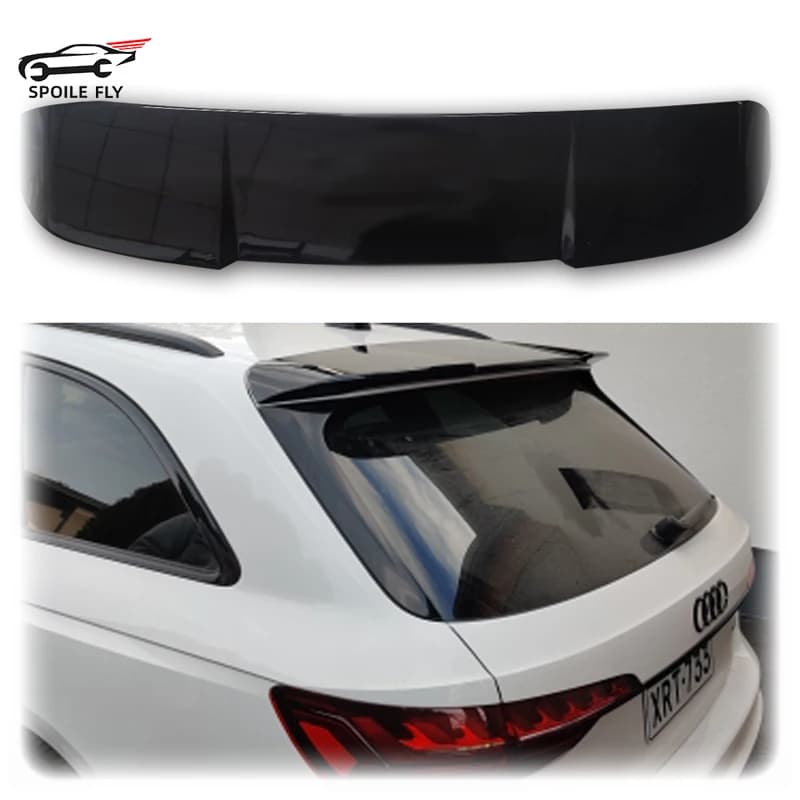 2015 To 2021 For Audi A4 RS4 B9 Avant Allroad Spoiler High Quliaty ABS Rear Window Trunk Wing By Glossy Black Carbon Fiber